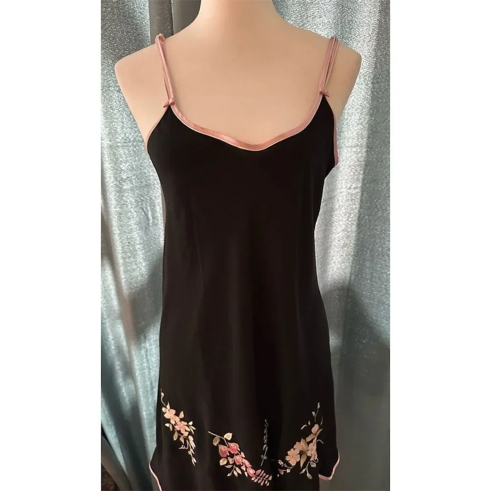 Oscar de la Renta Women's Black Embroidered Slip Dress Size S - Standard - Picture 1 of 5